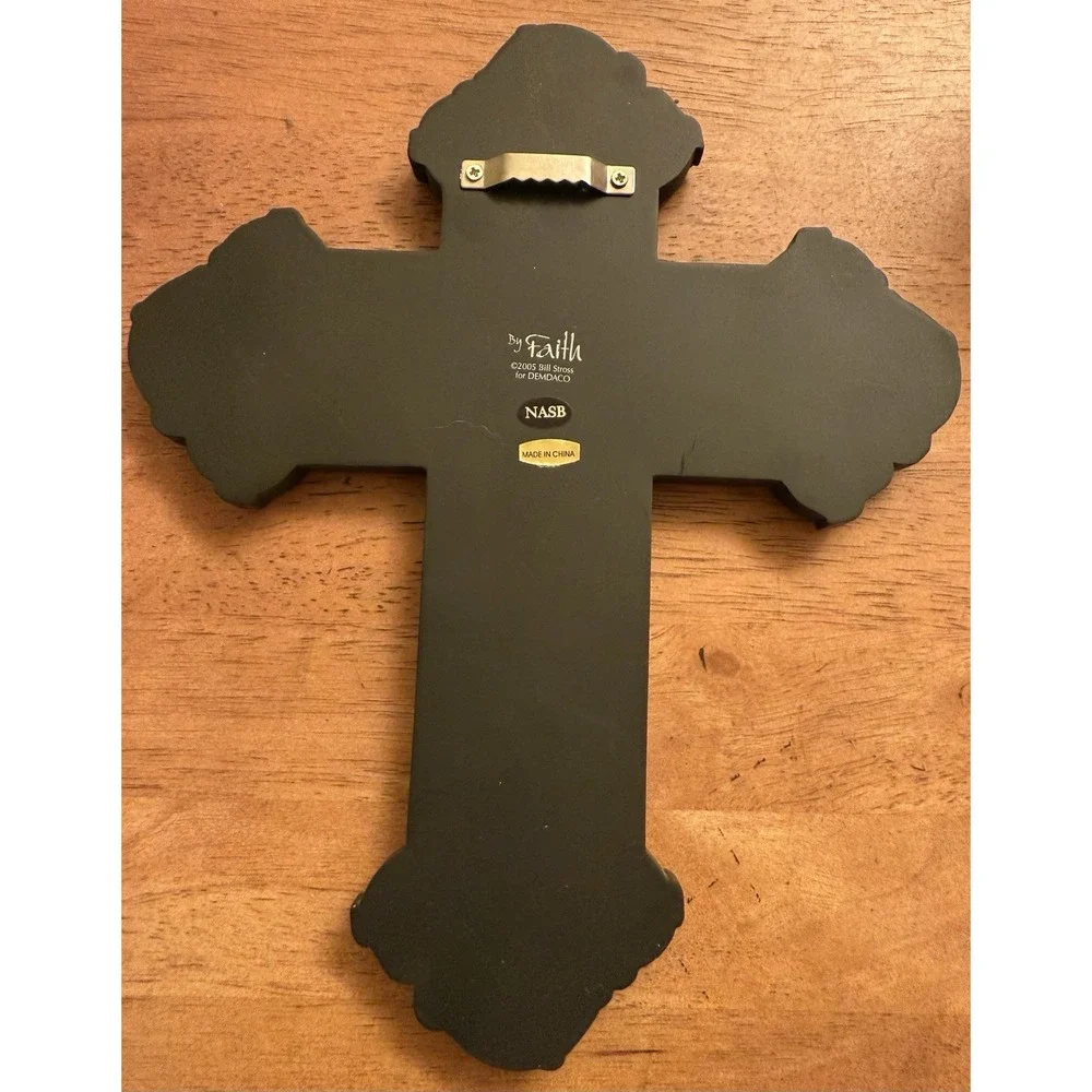 By FAITH‎ Cross Demdaco 2005 Wall hanging art. Hebrews 12:1-2 EUC